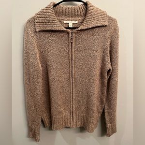 Carolyn Taylor Beige Zip Up Sweater